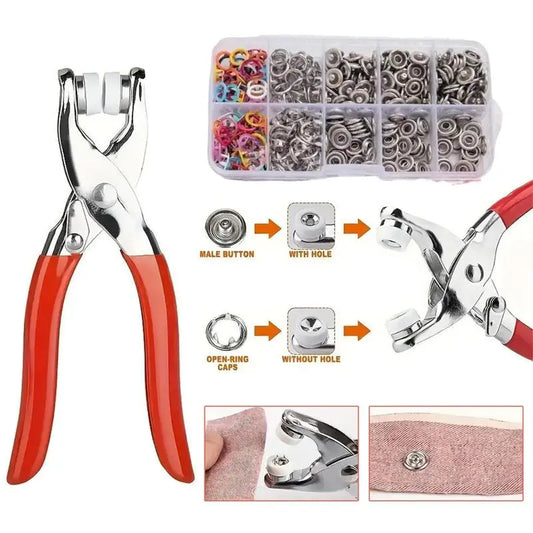 100 Sets Metal Snaps Buttons with Fastener Pliers