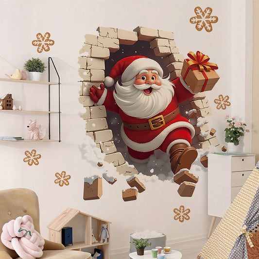 "Santa's Breaking In!" Christmas Wall Sticker 🎅 Funny Holiday Decor for Home 🎄